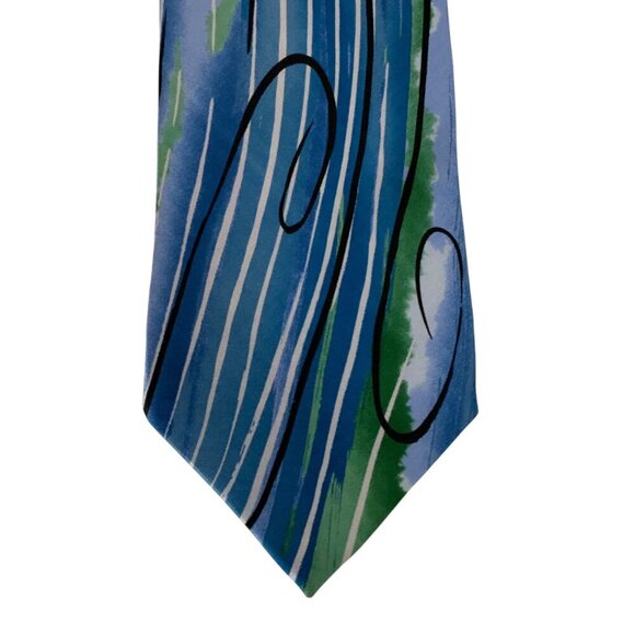 J Garcia Tie Drummers Collection 47 Blue Green Silk Artistic Print 2008 - Picture 2 of 5